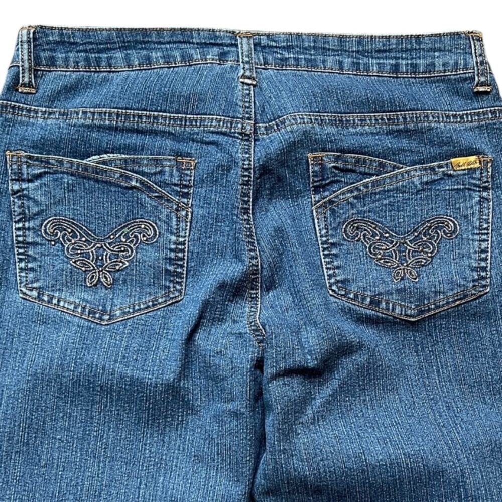 NWT Bill Blass High Rise Stretch Bootcut Blue Denim Jeans Embroidered - 10